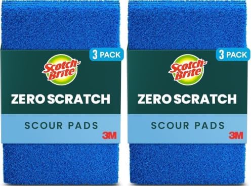 Scotch-Brite® Zero Scratch Scour Pad, 3 Scrubbing Pads, Non-Scratch Scouring Pads for Kitchen and Dish Cleaning (Pack of 2)