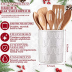 Yungyan Ceramic White Christmas Tree Utensil Holder for Kitchen