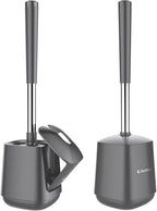 SetSail Toilet Brush and Holder 2 Pack, Self Closing Lid Toilet Bowl Brushes by SetSail