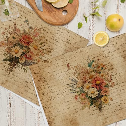 Vintage Floral Flower Kitchen Towels Decorative 16x24 Set of 2, Beige Fall Botanical Dish Towels Cloths Dishcloths Tea Towel Gifts, Autumn Wildflower Bouquet Bathroom Kitchen Hand Towel Decor - Image 6