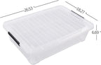 40 Quart Clear Plastic Underbed Storage Container, Wheeled Latching Storage Box - Image 2