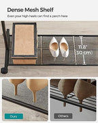 SONGMICS Clothes Rack with Wheels, Metal Garment Rack, Mesh Storage Shelf