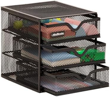 Mind Reader 3-Drawer Desktop Organizer for Small Office Supplies, Black
