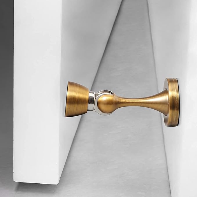 Door Stopper 1 Pack Magnetic Door Stops, Zinc Alloy Antique Brass Door Catch - Image 2