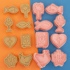 8 Pcs Happy Birthday Cookie Molds New Year Spring Festival 3D Biscuit Mould Baking Tool Easter Cartoon Stamps for Biscuits (Christ's Communion) - Image 5
