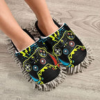 Fisyme Mop Slippers Soft Washable Microfiber Super Chenille Mopping House Home Shoes Mop Slippers for Floor Cleaning
