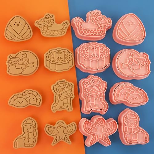 8 Pcs Happy Birthday Cookie Molds New Year Spring Festival 3D Biscuit Mould Baking Tool Easter Cartoon Stamps for Biscuits (Chinese Festival) - Image 5