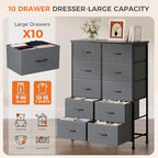 DUMOS 10 Drawer Dresser for Bedroom, Storage Organizer Chest of Drawers