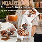 Fall Pumpkin French Bulldog Kitchen Towels, Frenchie Mom Gifts, Autumn Coffee Dog Dish Tea Towels for Kitchen, Gifts for French Bulldog Lovers Decorative Hand Towel for Bathroom, 16x24 Inch - Image 4