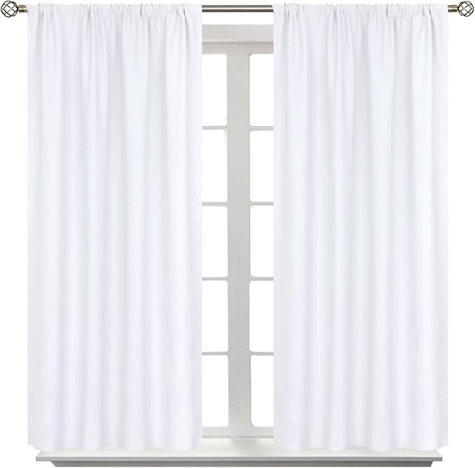 BGment Rod Pocket White Curtains 40 Inches Length by BGment