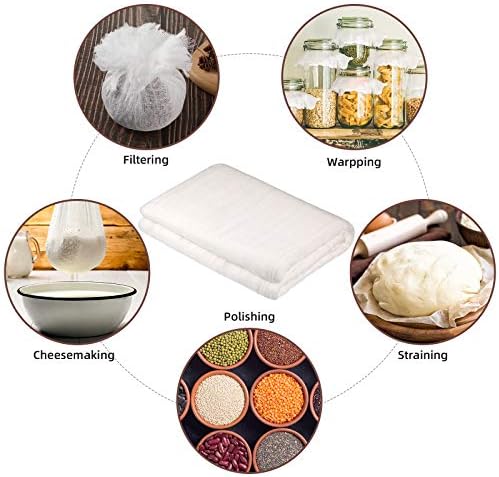 Cheesecloth, Reusable and Breathable, Unbleached Cotton Fine Mesh Weave Cheesecloth, Use for Cooking, Straining, Filtering, Baking (White,Grade 50-Large 126 Sq Feet)