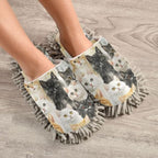 Fisyme Mop Slippers Soft Washable Microfiber Super Chenille Mopping House Home Shoes Mop Slippers for Floor Cleaning