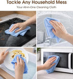 KitchLife Microfiber Cleaning Cloth Roll, 100 Pack - Tear-Away Microfiber Paper Towels, Lint-Free, Reusable, Washable for Kitchen, Car, Dishes, and Sensitive Surfaces (Blue)