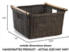 The Basket Lady Deep Pole Handle Wicker Storage Basket, 15 in L x 15.5 in W x - Image 6