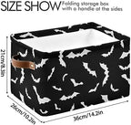 Halloween Black Bat Storage Basket Fabric Kitchen Baskets Spooky Happy Halloween Open Home Storage Bins Boxes Foldable Organizer Bag for Baby Cloth Pet Toy Book Shelf Closet Baskets 2 Pack 16×12×8
