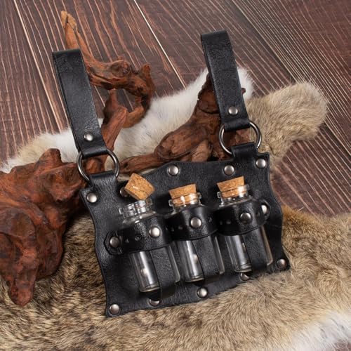 SUMGOGO Dark Magic Cork Potion Bottle Halloween Cosplay Ren Faire Witch Props Costume Accessories Round Potion Glass for Party DIY