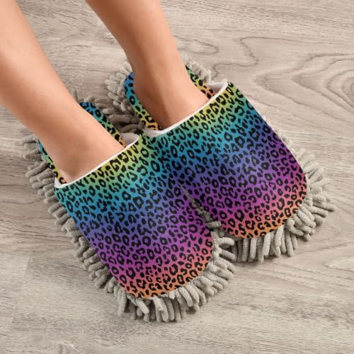 Fisyme Mop Slippers Soft Washable Microfiber Super Chenille Mopping House Home Shoes Mop Slippers for Floor Cleaning