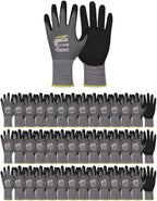 LOCCEF Work Gloves MicroFoam Nitrile Coated-6 Pairs, Seamless Knit Nylon Gloves by LOCCEF