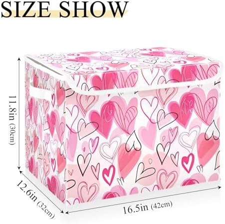 Valentine's Day Storage Bins with Lids and Carrying Handle,Foldable Storage Boxes Organizer Containers Baskets Cube with Cover for Home Bedroom Closet Office