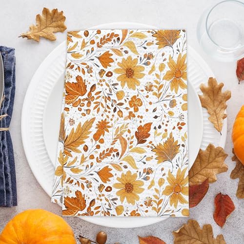 Fall Kitchen Towels, Autumn Dish Towels for Home Kitchen Farmhouse, Fall Housewarming Thanksgiving Gifts for Women Family Friends, Autumn Wildflowers Bathroom Hand Towel Decor -04 - Image 3