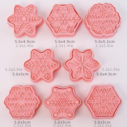 8Pcs Snowflake Cookie Cutters 3D Winter Christmas Themed Baking Tools - Image 3