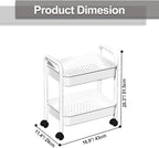 Melody House 2-Tier Utility Rolling Cart Storage Organizer Sofa Side Table - Image 7