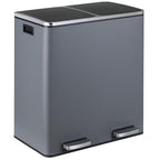 16 Gallon Rectangular Stainless Steel Trash Can, Dual Compartment Garbage Bin by ComfyCorner