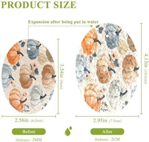 YETTASBIN Thanksgiving Pumpkin 3PCS Wood Pulp Scrub Sponges, Reusable Absorbent Household Cleaning Sponge Non-Scratch Kitchen Dish Sponges, Multi-Surface Safe Scrubber for Nonstick Pans, Pots - Image 2