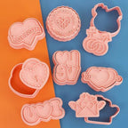 8 Pcs Happy Birthday Cookie Molds New Year Spring Festival 3D Biscuit Mould Baking Tool Easter Cartoon Stamps for Biscuits (Valentine B) - Image 7