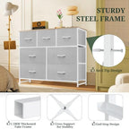 7-Drawer Dresser for Bedroom, Anti-Tip Wide Storage Organizer Fabric