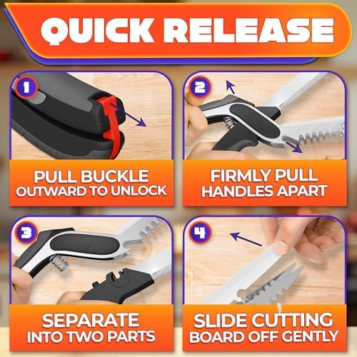 6 in 1 Cutting Board Scissors for Food, Spring-Assist, Non-Slip - Image 5