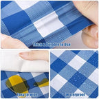 Kochorie 54 Inch x 100 Ft Blue Checkered Plastic Table Cloth Roll Disposable Waterproof Table Cover Plastic Table Cover Roll with Easy Slide Cutter for Outdoor Picnic/Home Dining/Summer Party
