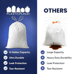 Plasticplace 13 Gallon Trash Bags │ 0.9 Mil │ White Tall Garbage Can Liners │ 24" x 27" (200 Count)