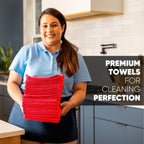 MW Pro Microfiber Cleaning Cloth | Red | Size 16" x 16" | All Purpose - Image 3
