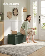 SONGMICS Storage Ottoman Bench, 30 Inches Folding Foot Rest Stool