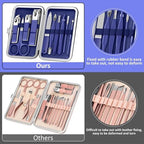 BLESWIN Manicure Set, 10 in 1 Professional Manicure and Pedicure Kit, Nail Care Kit for Women, Mens Nail Grooming Kit, Portable Nail Clipper Set Blue Leather Case for Travel Home - Image 5