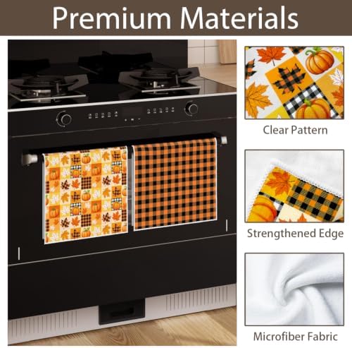 Microfiber Fall Pumpkin Thanksgiving Kitchen Towels, Set of 2 - Image 2