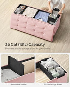 SONGMICS Storage Ottoman Bench, 43.3 Inches Velvet Foldable Foot Rest