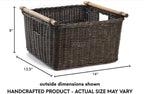 The Basket Lady Deep Pole Handle Wicker Storage Basket, 13.5 in L x 14 in W x 9 - Image 6