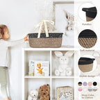 CHICVITA Large Wicker Basket with Bags & Ribbon for Gifts, Black & Jute