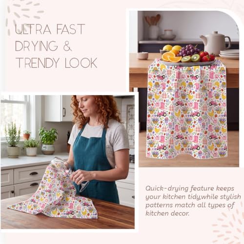 Watercolor Chickens Kitchen Towels, Dish Towels for Kitchen, Chicken Gifts - Image 4