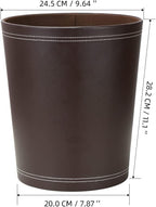 KINGFOM Classic Pu Leather Trash Can Wastebasket, Garbage Container Can - Image 5