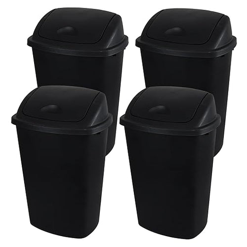 13 Gallon Garbage Can with Swing Lid, Plastic Kitchen Trash Can, 4 Pack by Sosody