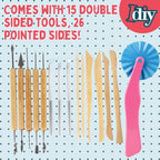 Pottery Tool Starter Kit, 15pc Clay Sculpting Set, Pumpkin Carving Tools