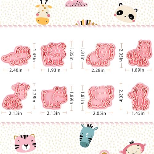 BESEK Animal Cookie Cutters for Kids: Safari Zoo Animals 8 PCS Cookie Cutters Set with Lion, Giraffe, Hippo, Elephant, Crocodile, Zebra, Tiger, Monkey etc. (Gift Box) - Image 2