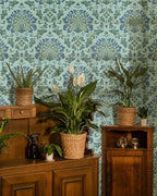 FLFK Peacock Wallpaper Peel and Stick Victorian Green Wallpaper 16" x 384" Waterproof Removable Wall Paper for Bedroom Bathroom Shlef Cabinet Drawers Décor