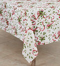 "SARO LIFESTYLE Holiday Collection Christmas Tablecloth With Holly and Ribbon Design, 70""x70"", Multi" (3175.M70S)