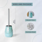 Escenzy Turquoise Green Toilet Brush and Holder Set Mosaic Glass | Non-Rustic - Image 5