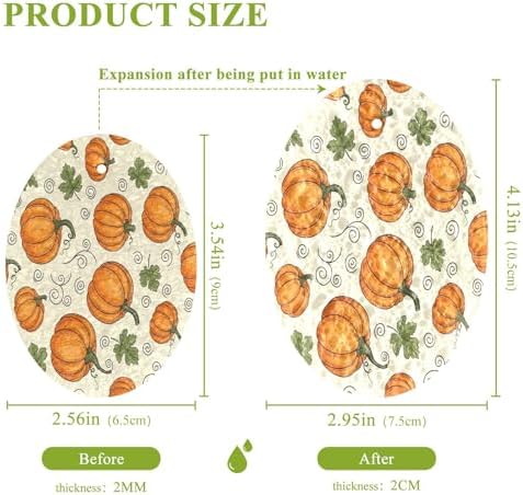 Pumpkin Swirls Leaves Dish Scrub Sponges Kitchen Fall Non Scratch Reusable Compressed Cellulose Sponge Hanging for Household Cleaning Washing Dishes Pots and Pans 3 Pack - Image 2