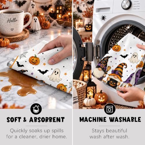 MUBIAO 2 Pcs Halloween Kitchen Towels, Ghost Dish Hand towel1747